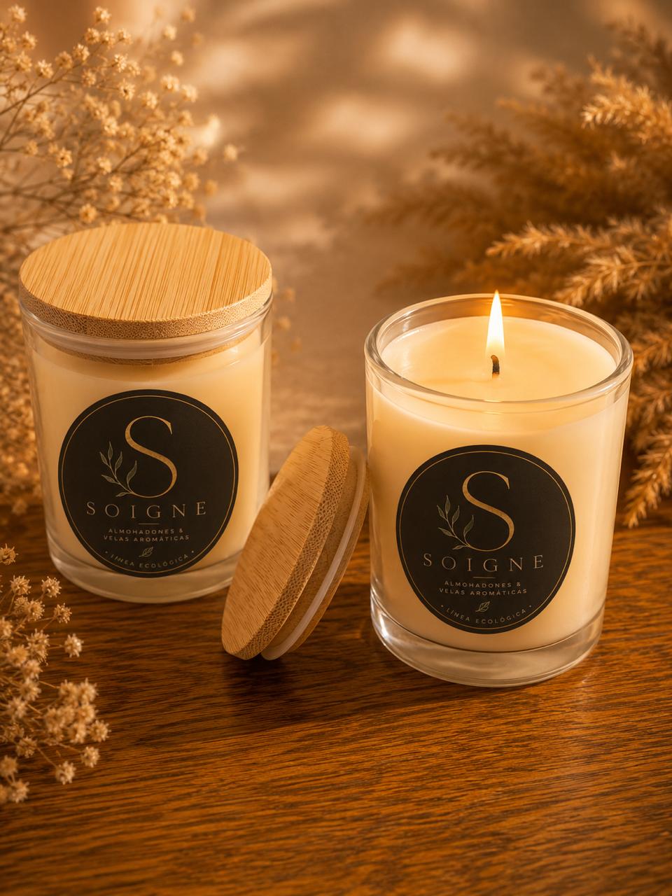 Velas de soja SOIGNE en vasos de vidrio